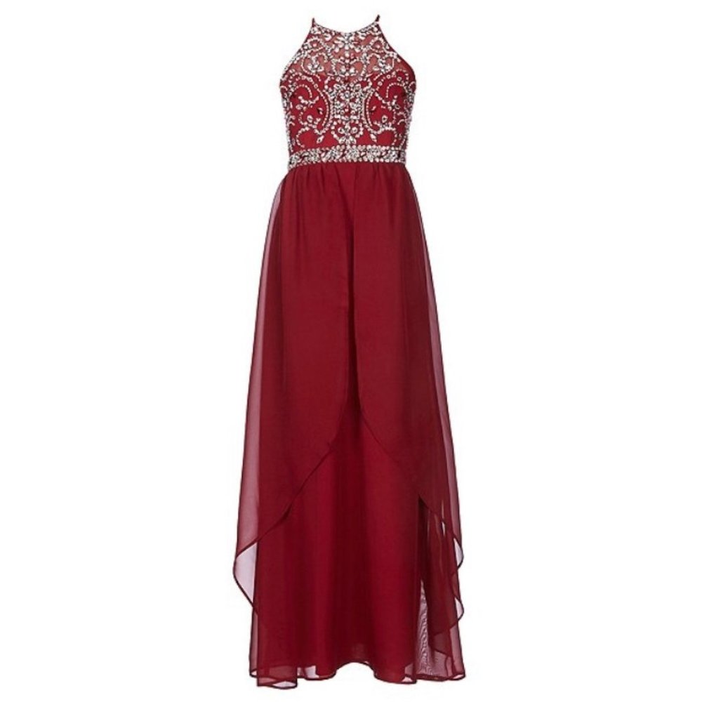 Beaded Maroon Gown